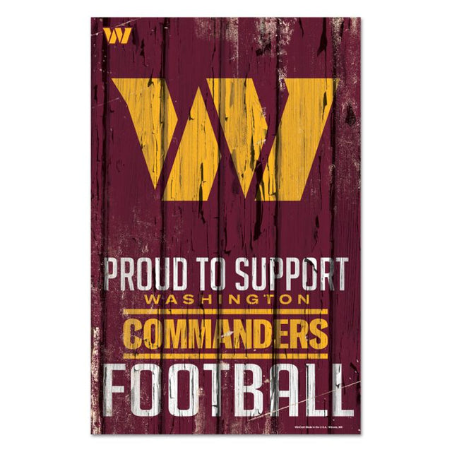 华盛顿指挥官自豪地支持木质标牌 11 英寸 x 17 英寸 1/4 英寸厚