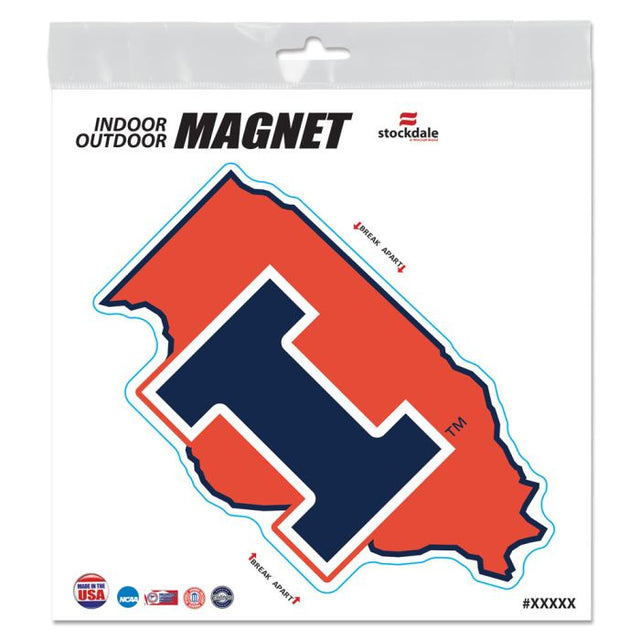 Imanes para exteriores del estado de Illinois Fighting Illini de 6" x 6"
