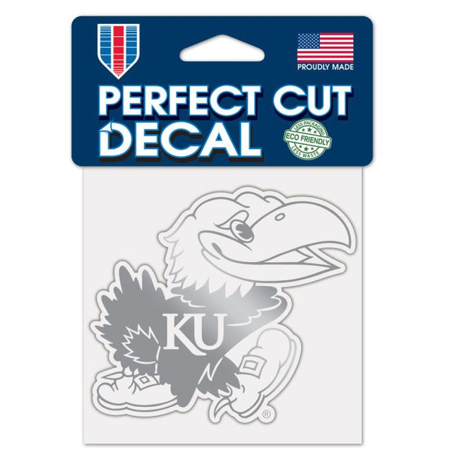 Kansas Jayhawks SILVER Decal Metallic 4" x 4"