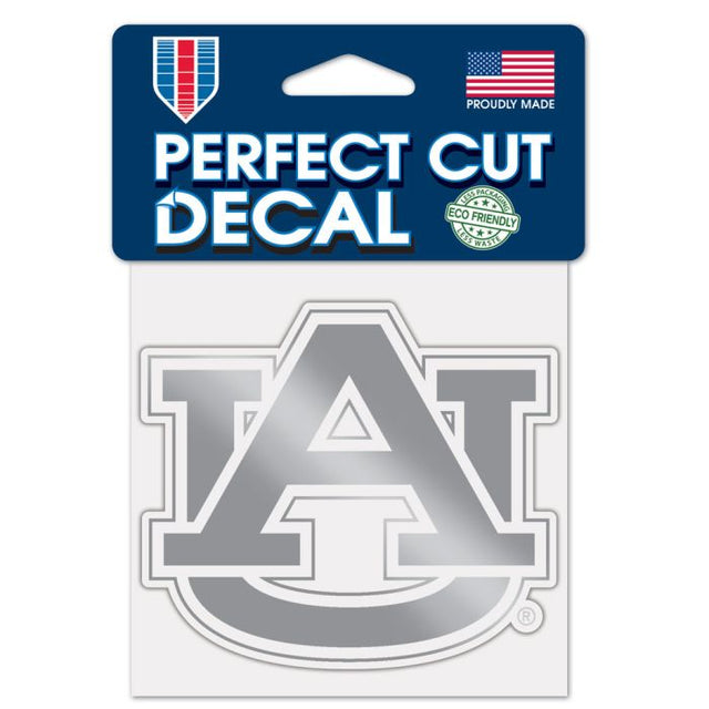 Auburn Tigers SILVER Decal Metallic 4" x 4"