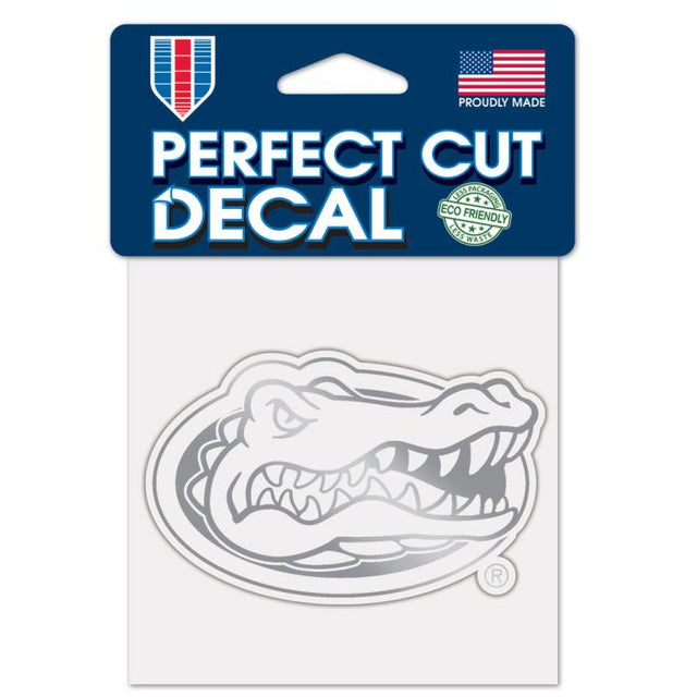 Calcomanía plateada metalizada de Florida Gators de 4" x 4"