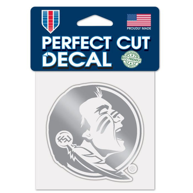 Calcomanía plateada metalizada de los Florida State Seminoles de 4" x 4"