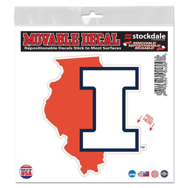 Calcomanía para todas las superficies del estado de Illinois Fighting Illini de 6" x 6"