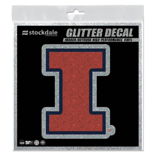 Calcomanía con purpurina de Illinois Fighting Illini de 6" x 6"