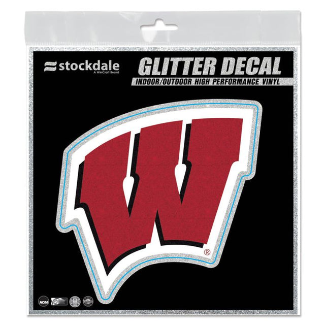 Calcomanía con brillantina de Wisconsin Badgers de 6" x 6"