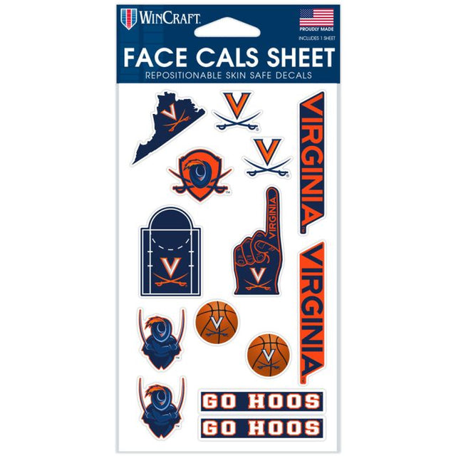 Calcomanías faciales de los Virginia Cavaliers de 4" x 7"