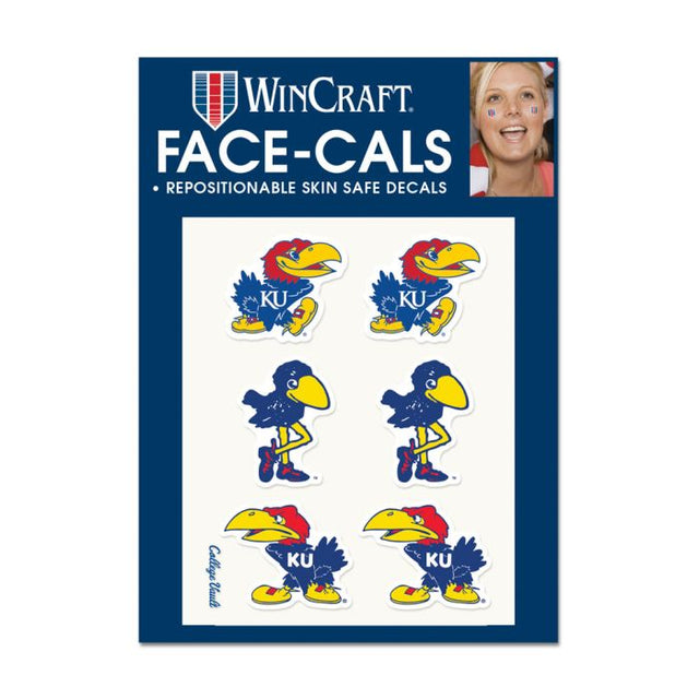 Kansas Jayhawks /College Vault GLITTER FACE CALS Glitter Tattoo 6 Pack