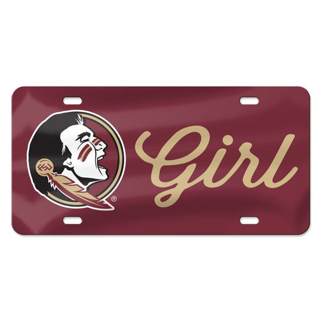 Matrícula acrílica especial para niñas de los Florida State Seminoles