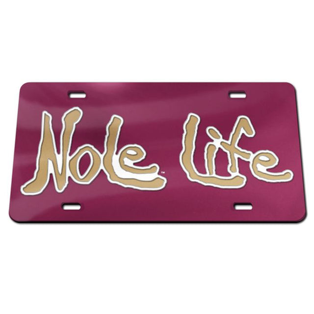 Placas de matrícula clásicas de acrílico NOLE LIFE de los Florida State Seminoles