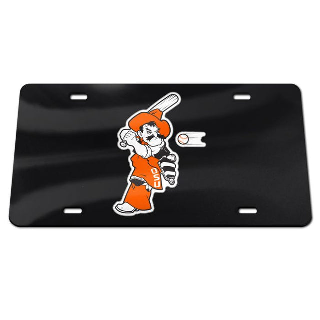 Oklahoma State Cowboys BASEBALL SWINGING PETE Specialty Acrylic License Plate