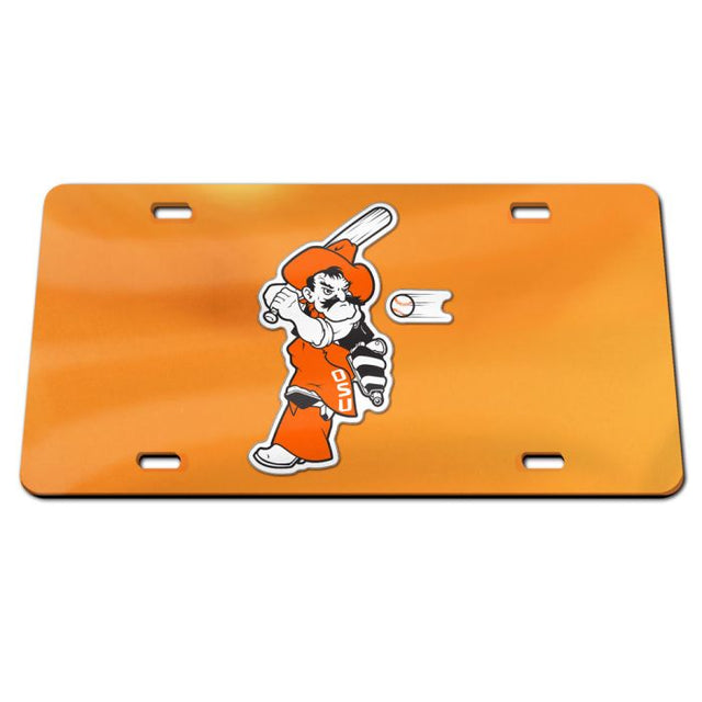 Oklahoma State Cowboys BASEBALL SWINGING PETE Specialty Acrylic License Plate