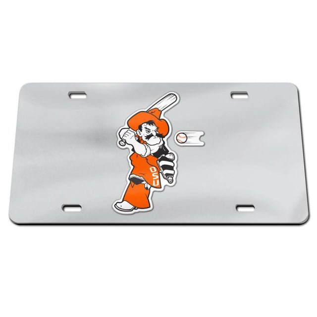 Oklahoma State Cowboys BASEBALL SWINGING PETE Specialty Acrylic License Plate
