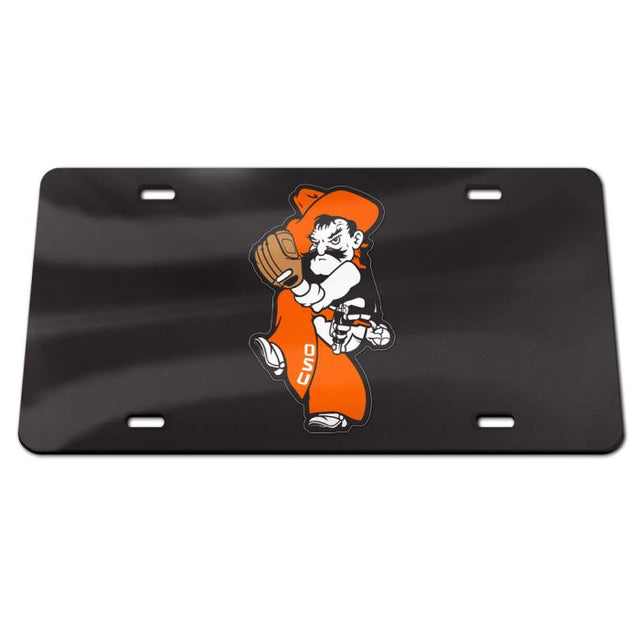Oklahoma State Cowboys WIND UP PITCH PETE BLACK Specialty Acrylic License Plate