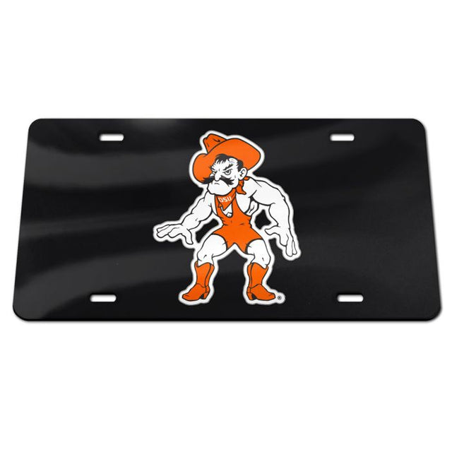 Oklahoma State Cowboys WRESTLING BLACK BACKGROUND Specialty Acrylic License Plate