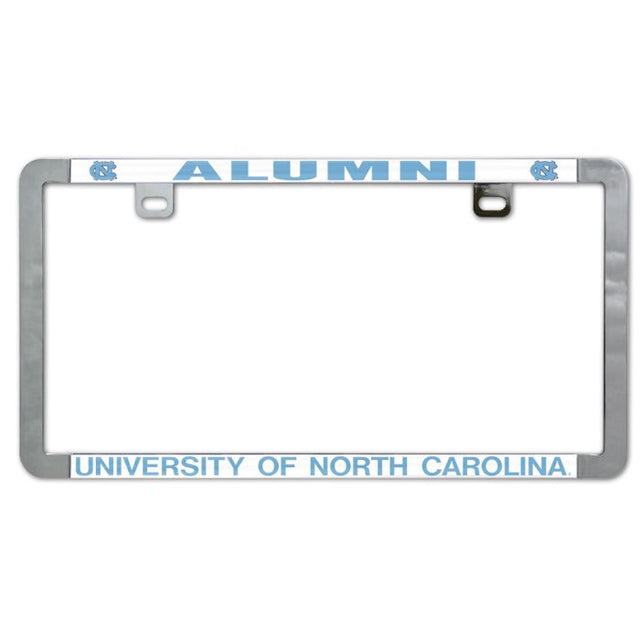 North Carolina Tar Heels ALUMNI; WHITE Metal Lic. Plate Frame Slim