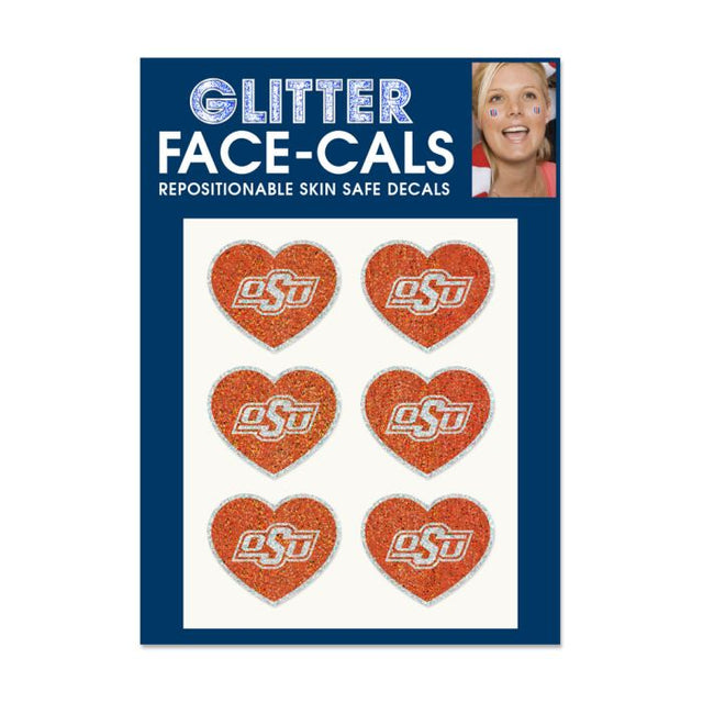 Oklahoma State Cowboys HEART SHAPED Glitter Tattoo 6 Pack