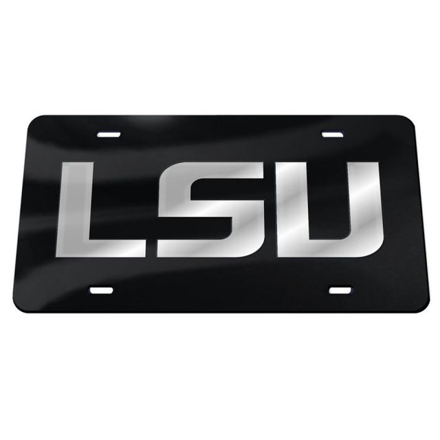 LSU Tigers BLACK BACKGROUND SILVER LSU Acrylic Classic License Plates