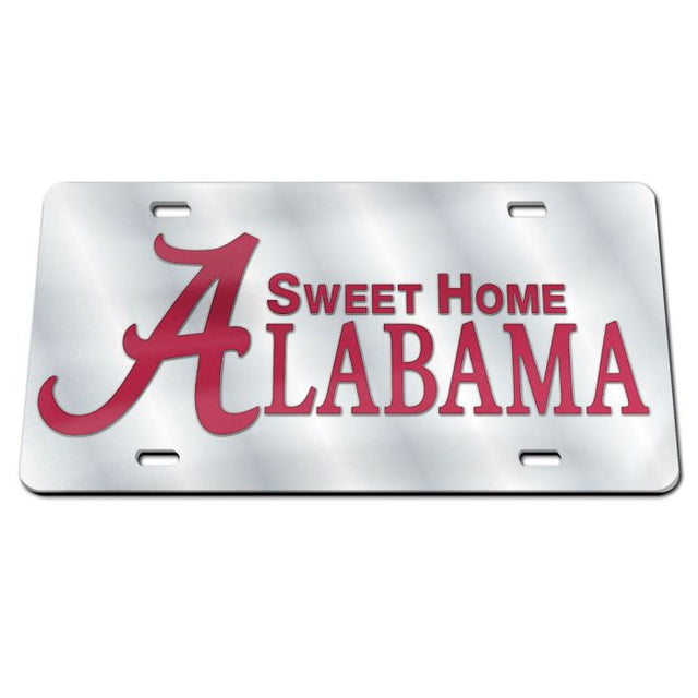 Placas de matrícula clásicas de acrílico con diseño de Alabama Crimson Tide SWEET HOME ALABAMA SILVER BKGD