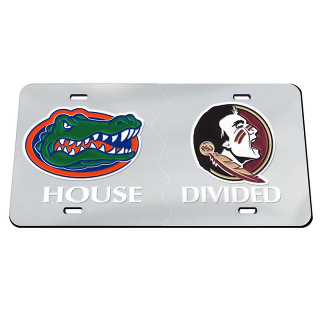 Rivalidad de matrículas de acrílico especiales en Florida Gators y Florida State Seminoles FLORIDA VS FLORIDA ST HOUSE D