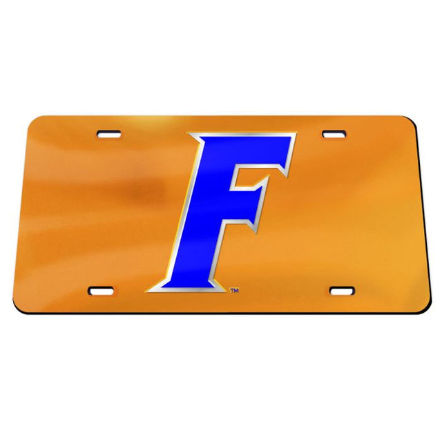 Matrícula especial de acrílico con fondo azul y naranja de Florida Gators