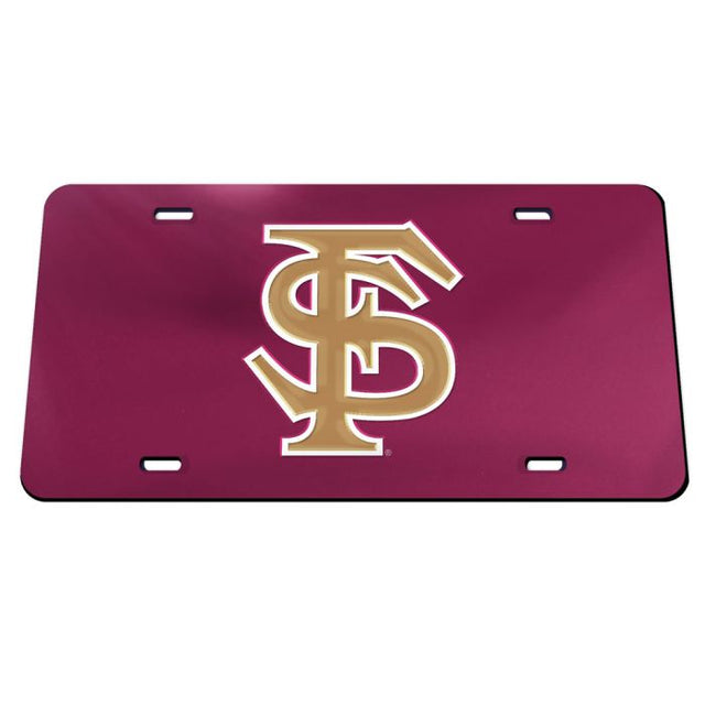 Placas de matrícula clásicas de acrílico con el logotipo de los Florida State Seminoles FS con fondo negro