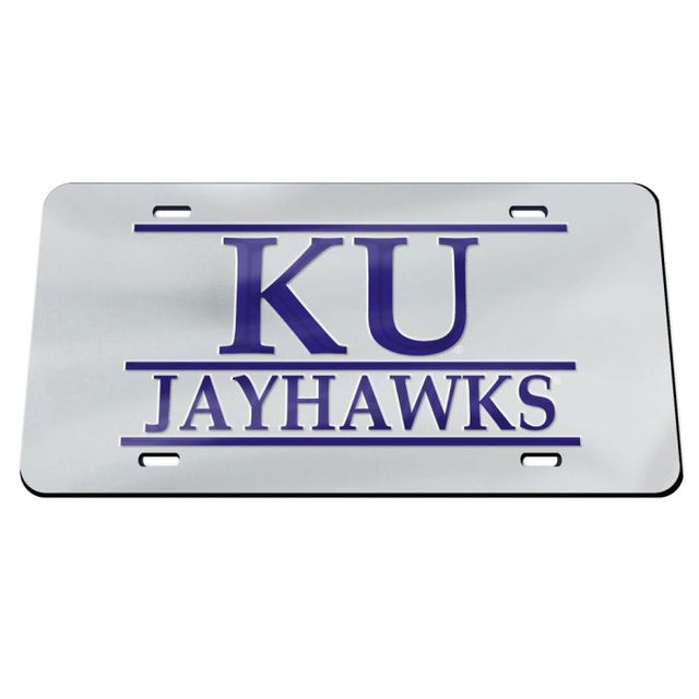 Kansas Jayhawks KU JAYHAWKS SILVER BKGD Acrylic Classic License Plates