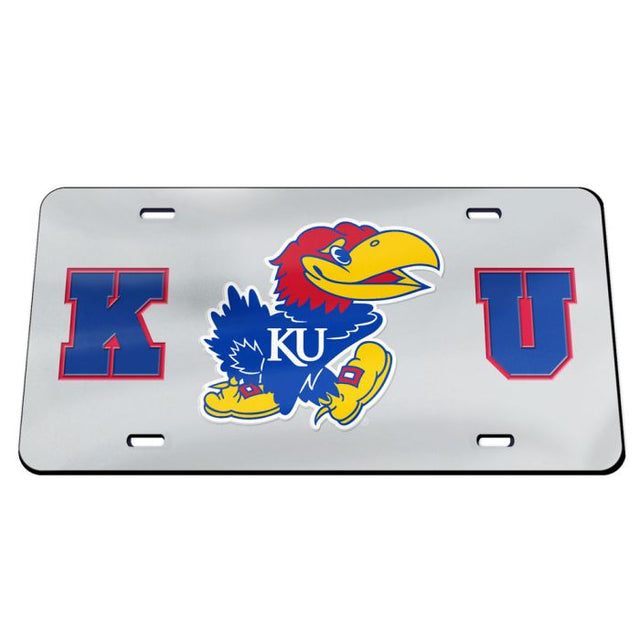 Kansas Jayhawks K (MASCOT) U Specialty Acrylic License Plate