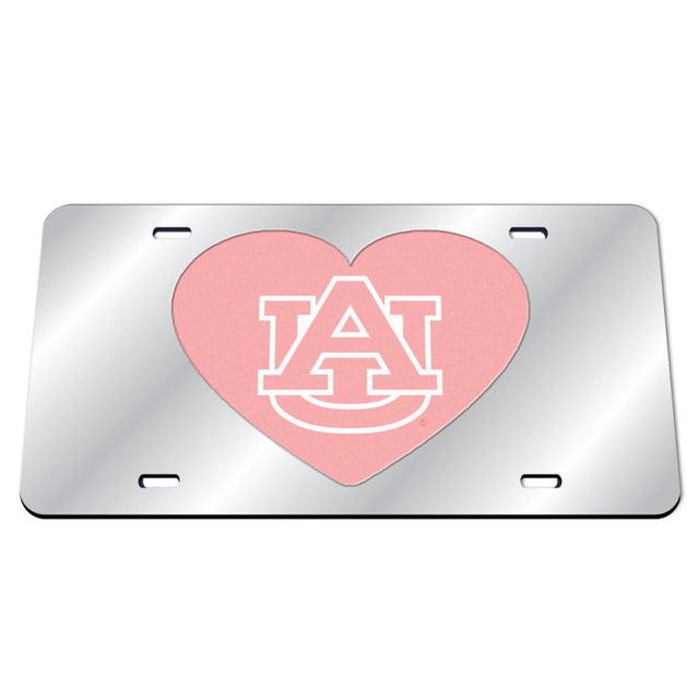 Matrículas clásicas de acrílico con corazón rosa de Auburn Tigers