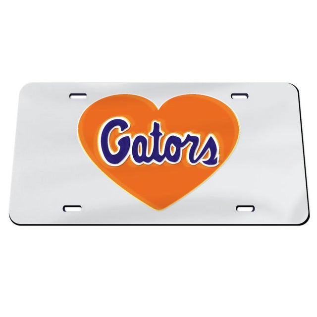 Placas de matrícula clásicas de acrílico GATORS IN HEART de Florida Gators