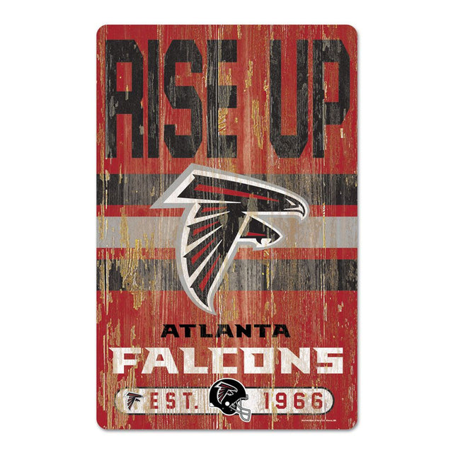 Letrero de madera de 11 x 17 de los Atlanta Falcons con diseño de eslogan