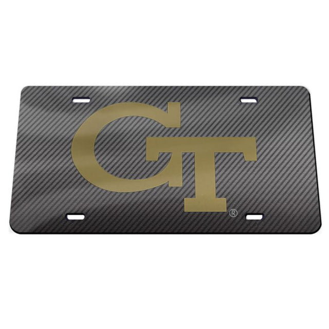 Matrícula acrílica especial de Georgia Tech Yellow Jackets CARBON