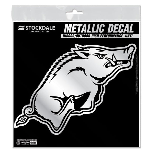Calcomanía metálica de Arkansas Razorbacks de 6" x 6"