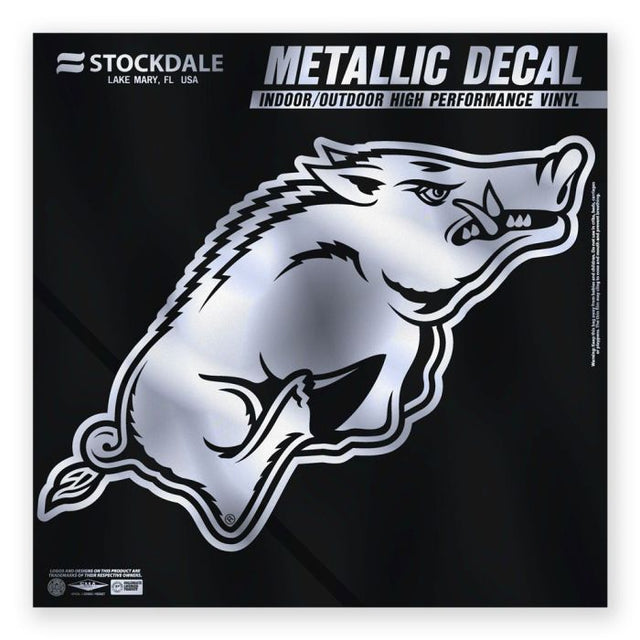 Calcomanías metálicas para ventanas de Arkansas Razorbacks, 12" x 12"