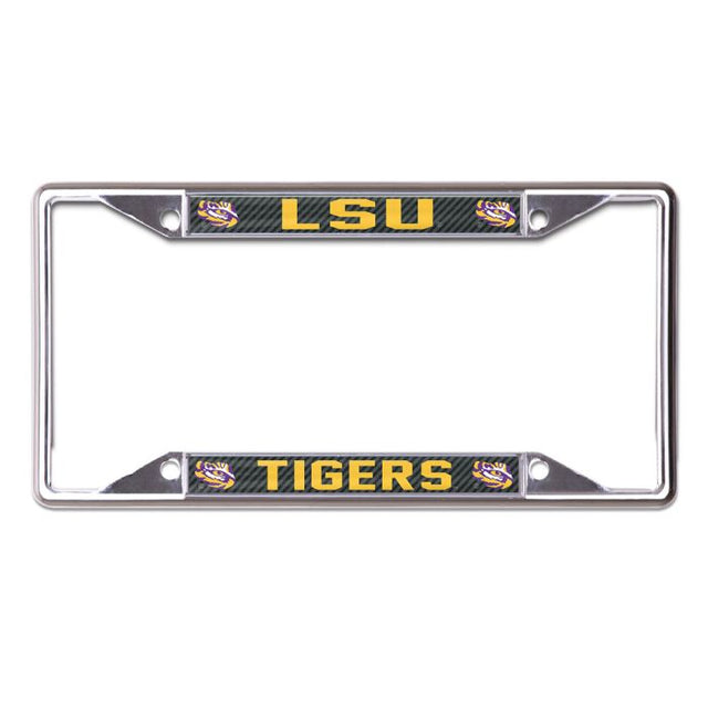 Cuadro de LSU Tigers CARBON Lic Plt de color blanco y negro con estampado