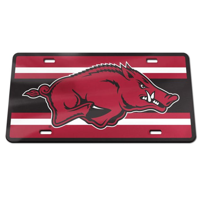 Placa de matrícula acrílica especial STRIPES de Arkansas Razorbacks