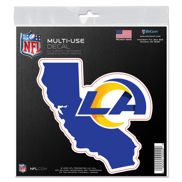 Calcomanía de Los Angeles Rams de 6 x 6 para todas las superficies con forma de estado