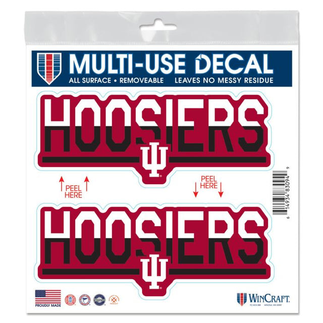 Calcomanía para todas las superficies de Indiana Hoosiers, 6" x 6"