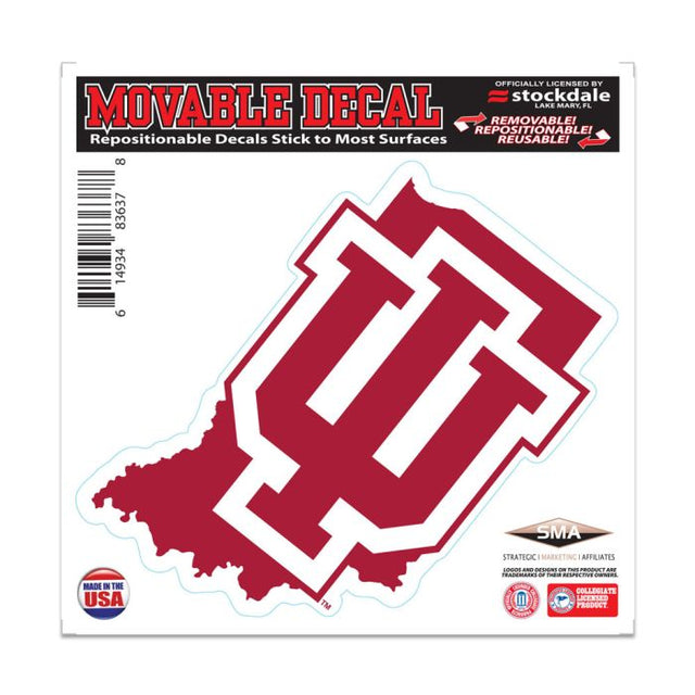 Calcomanía para todas las superficies del estado de Indiana Hoosiers, 6" x 6"