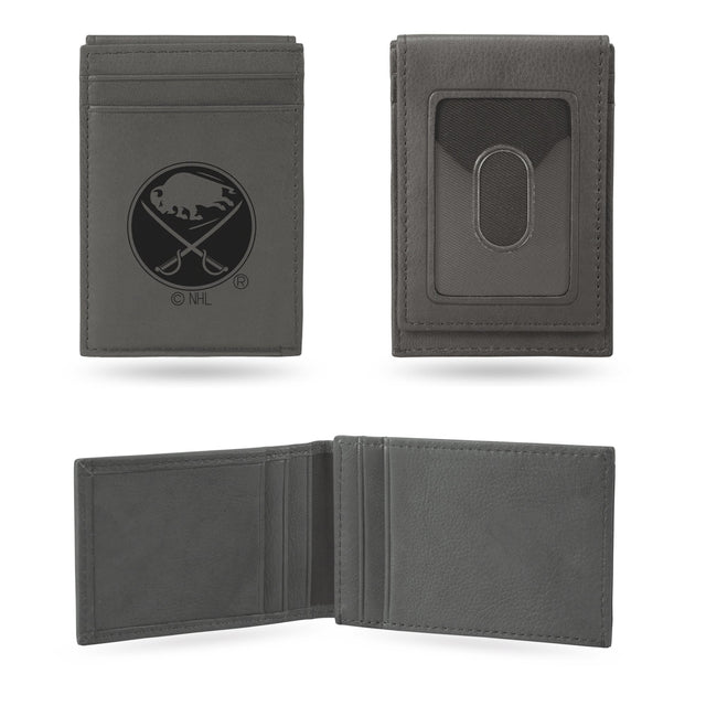 Buffalo Sabres Laser Engraved Front Pocket Wallet - Gray