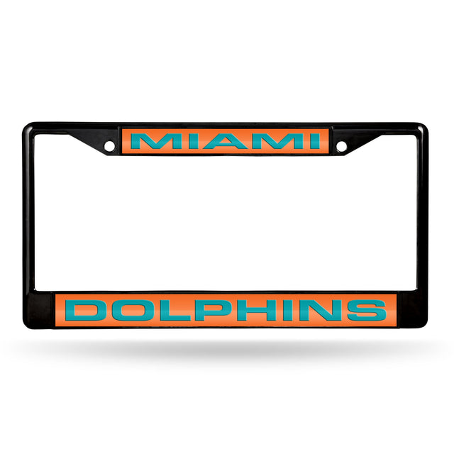 Miami Dolphins Black Laser Chrome 12 x 6 License Plate Frame