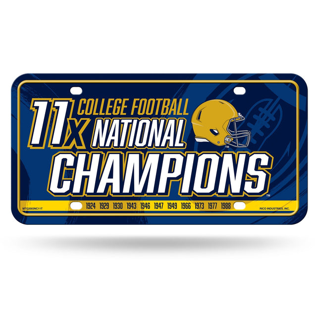 Notre Dame 11 Time College Football Champs Metal Auto Tag