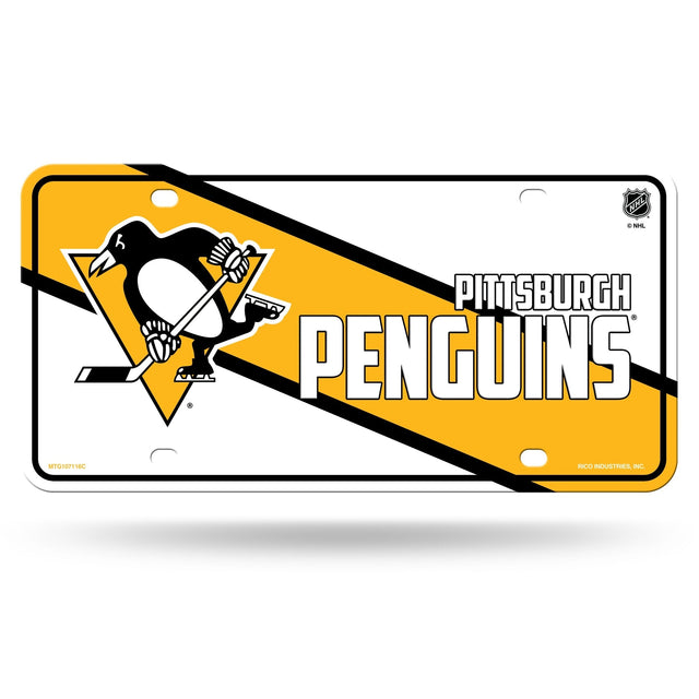 Pittsburgh Penguins Retro Yellow Custom Metal Tag