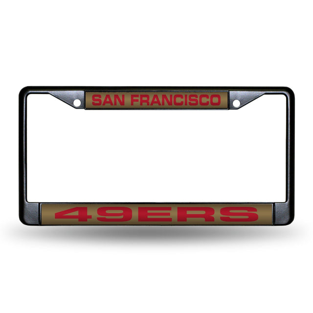 San Francisco 49ers Black Laser Chrome 12 x 6 License Plate Frame
