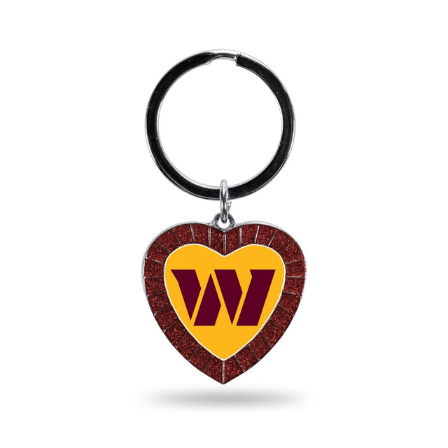 Washington Commanders Colored Rhinestone Heart Keychain - Maroon