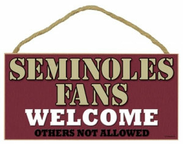 Letrero de madera de 5 x 10 de los Florida State Seminoles. Los fanáticos son bienvenidos a CO