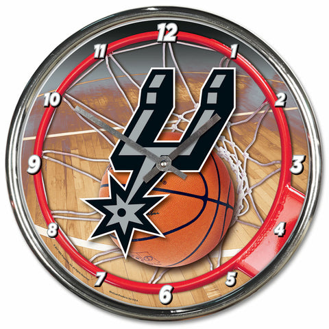 San Antonio Spurs Round Chrome Wall Clock
