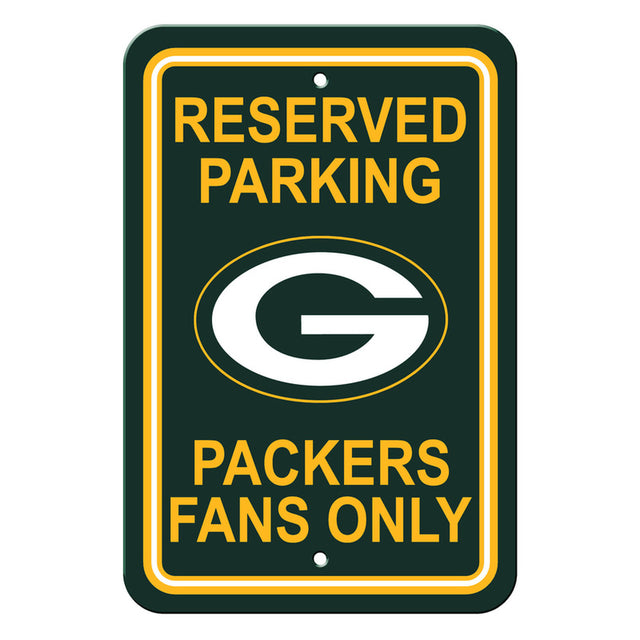 Letrero de plástico de los Green Bay Packers de 12 x 18 pulgadas con texto en inglés "Reserve Parking Style CO"