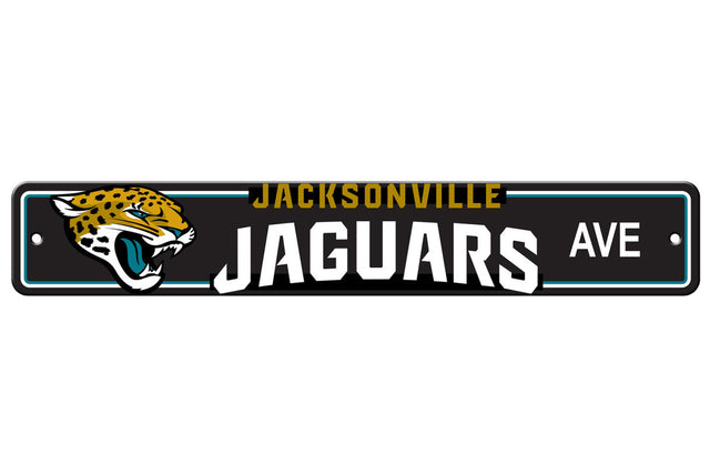 Letrero de plástico de los Jacksonville Jaguars de 4 x 24 pulgadas, estilo callejero