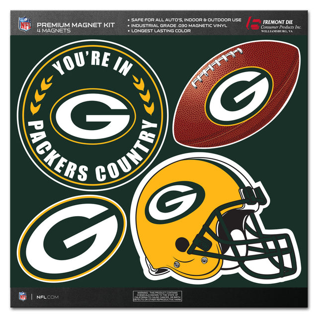 Kit de imanes de 4 piezas de los Green Bay Packers