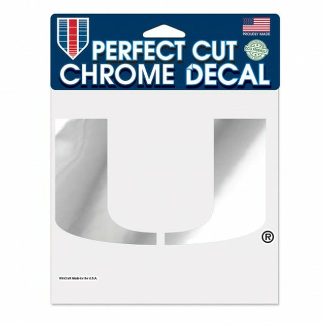 Calcomanía de los Miami Hurricanes, 6 x 6, corte perfecto, cromada